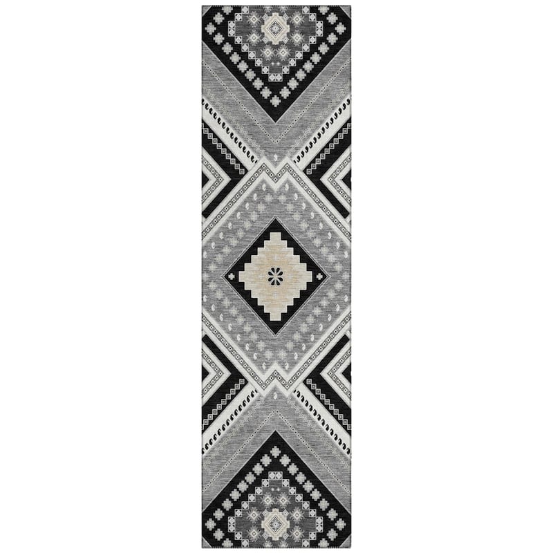 Machine Washable Indoor/ Outdoor Global Boho Chantille Rug