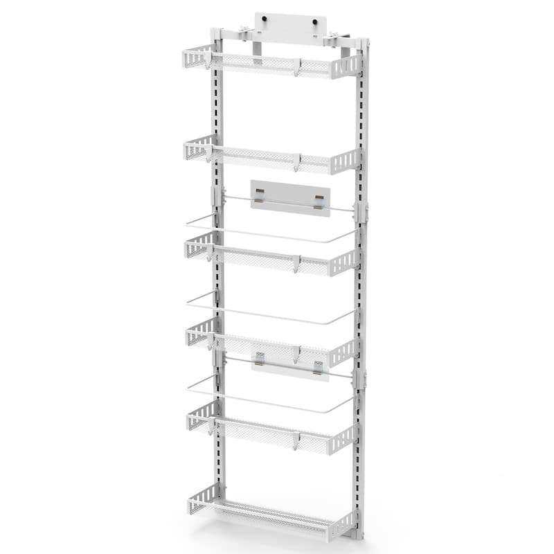 6-Tier Over Door Storage Organizer Heavy Duty Carbon Steel Mesh Pantry Rack Adjustable - 50.19 × 17.12 × 6.1 in)