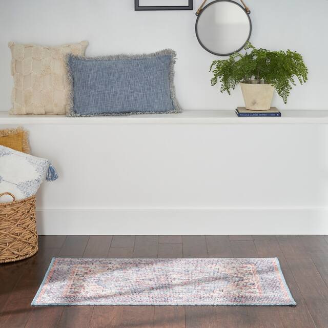57 Grand by Nicole Curtis Vintage Medallion Machine Washable Area Rug - 2' x 3'9" - Blue/Multi