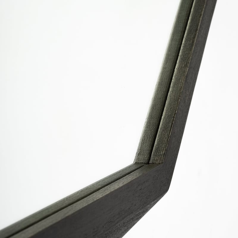 4' Octagon Black Wood Frame Wall Mirror - 41.0L x 2.3W x 41.0H