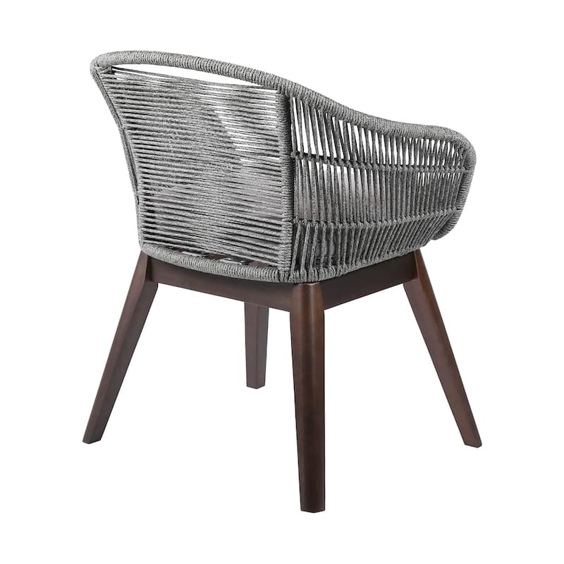 Tutti Frutti Eucalyptus Wood and Rope Outdoor Patio Dining Chair with Cushion - Gray