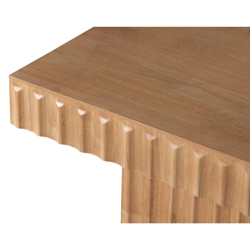 COZAYH Modern Square Fluted Solid Wood Coffee Table,Sculptural Accent Side Table with Textured Design