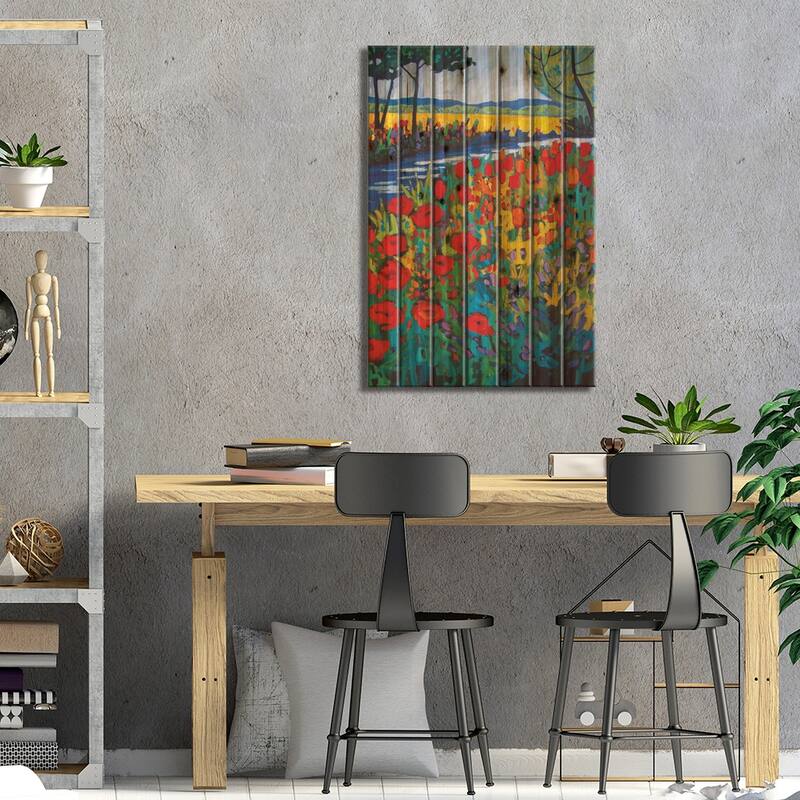 Garden Path Print On Wood by Patty Baker - Multi-Color