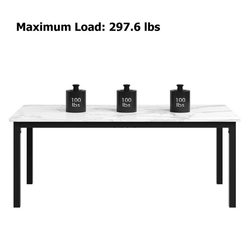 Industrial Dining Table for 6-8 People, with Metal Legs