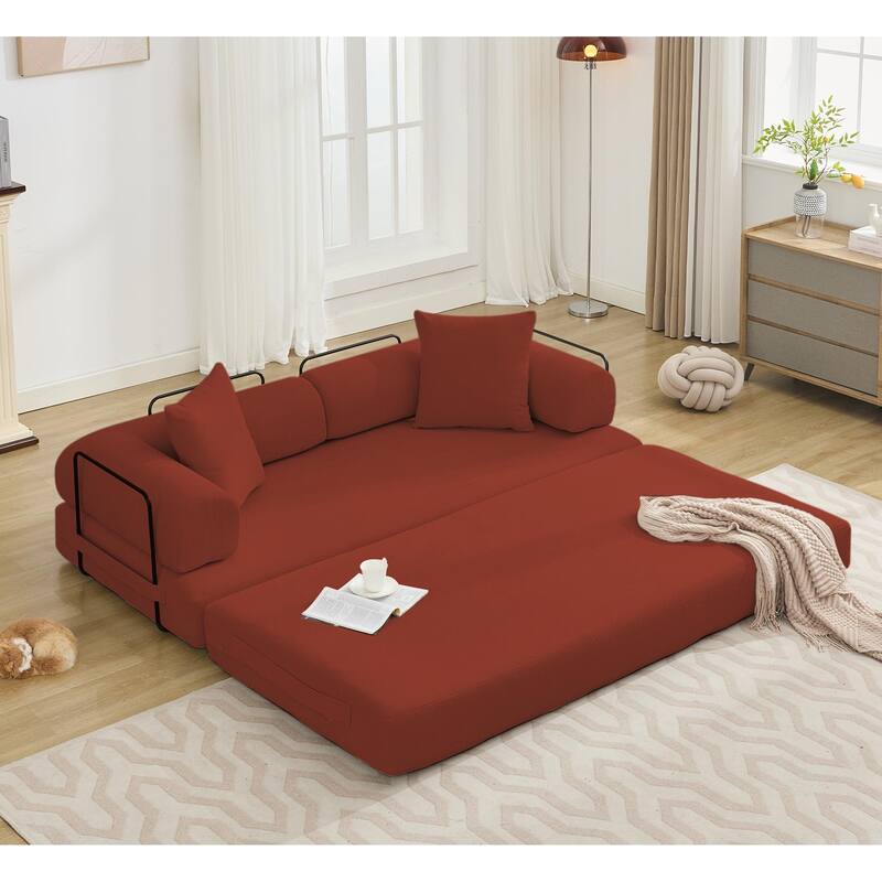 Convertible Out Sofa Bed, 4-in-1 DIY Combination Convertible Sofa, Folding Sleeper Sofa with Adjustable Armrests