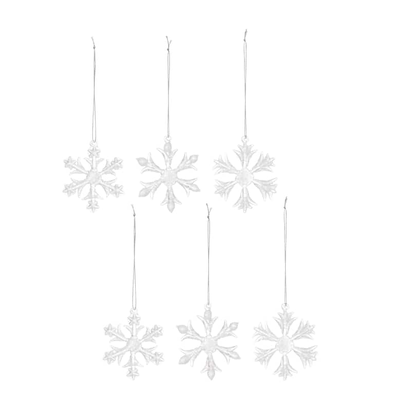Glass Snowflake Ornament (Set of 6) - Clear
