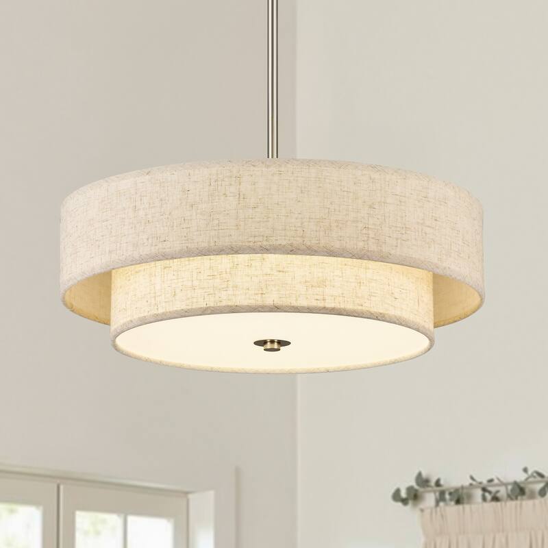 CO-Z 18 in 4-Light Dimmable Semi Flush Mount Fabric Ceiling Light Pendant - 18"