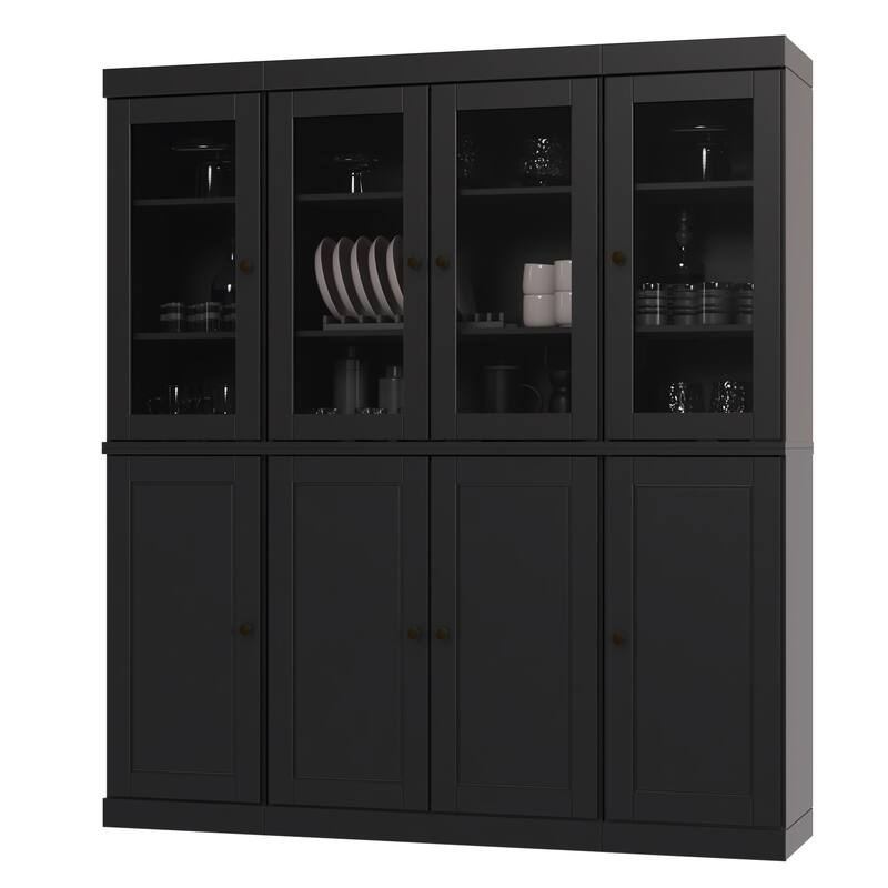 Palace Imports 100% Solid Wood Pantry China Cabinet, Raised Panel & Clear Glass Doors, Adjustable Shelves, 65" Wide, 71.5" Tall