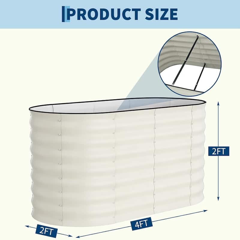 2-Pack 4x2x2FT Galvanized Steel Raised Garden Bed Kit for Vegetables Herbs and Flowers Beige