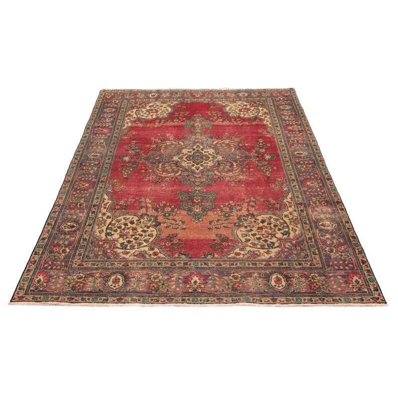 ECARPETGALLERY Hand-knotted Antalya Vintage Red Wool Rug - 6'4 x 9'5