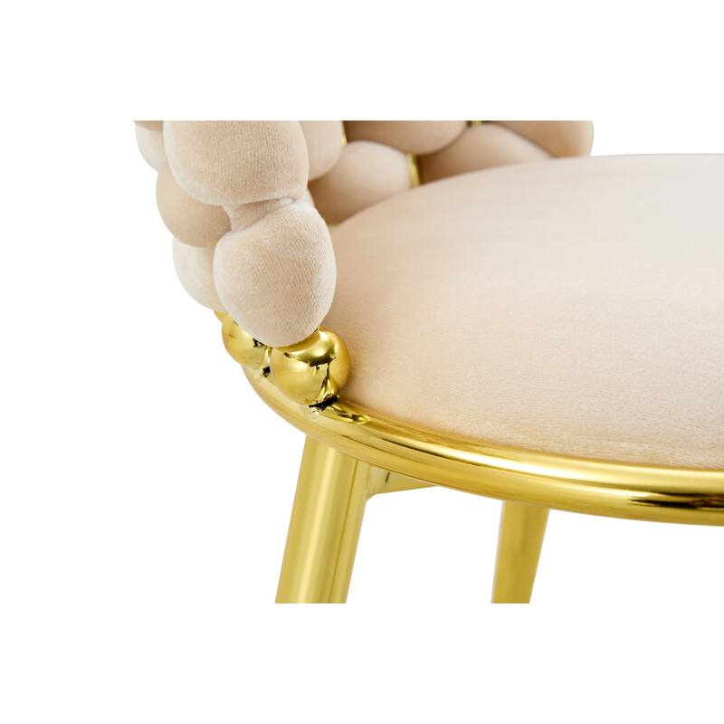 Set Of 2, Modern Luxury Velvet Woven Decorative Dining Chairs, Equipped With Gold Metal Legs And Cushioned Seats