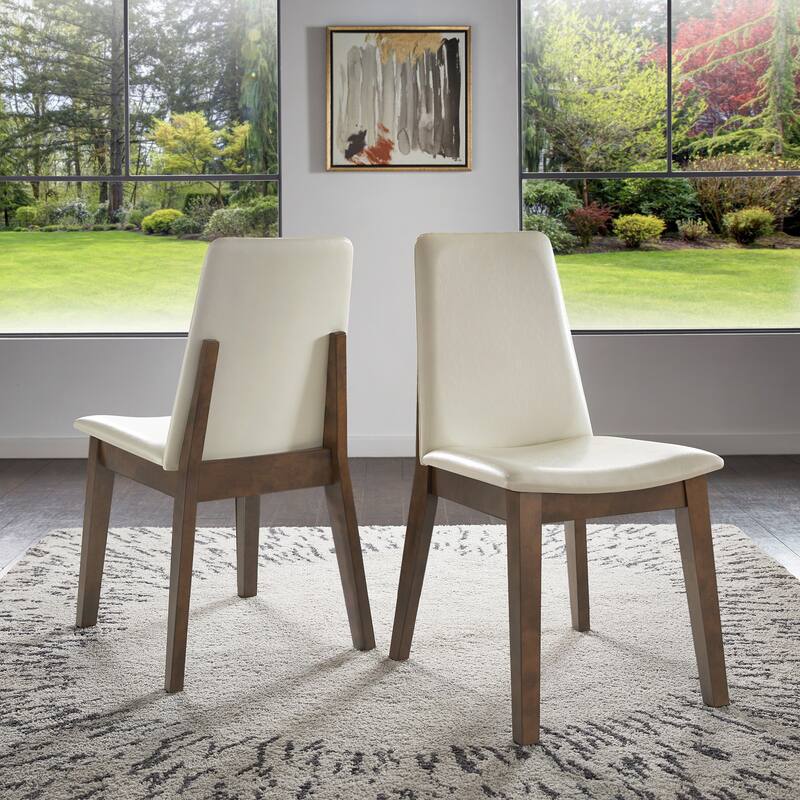 Harstad Wood Finish White Vegan Leather Dining Chair (Set of 2) by iNSPIRE Q Modern