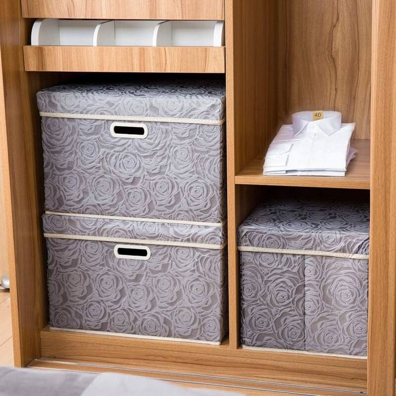 Large Collapsible Storage Boxes with Lids 5Pack On Sale Bed Bath