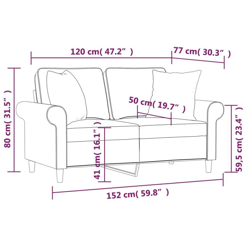 vidaXL Sectional Sofa Couch with Pillows and Cushions for Living Room Fabric