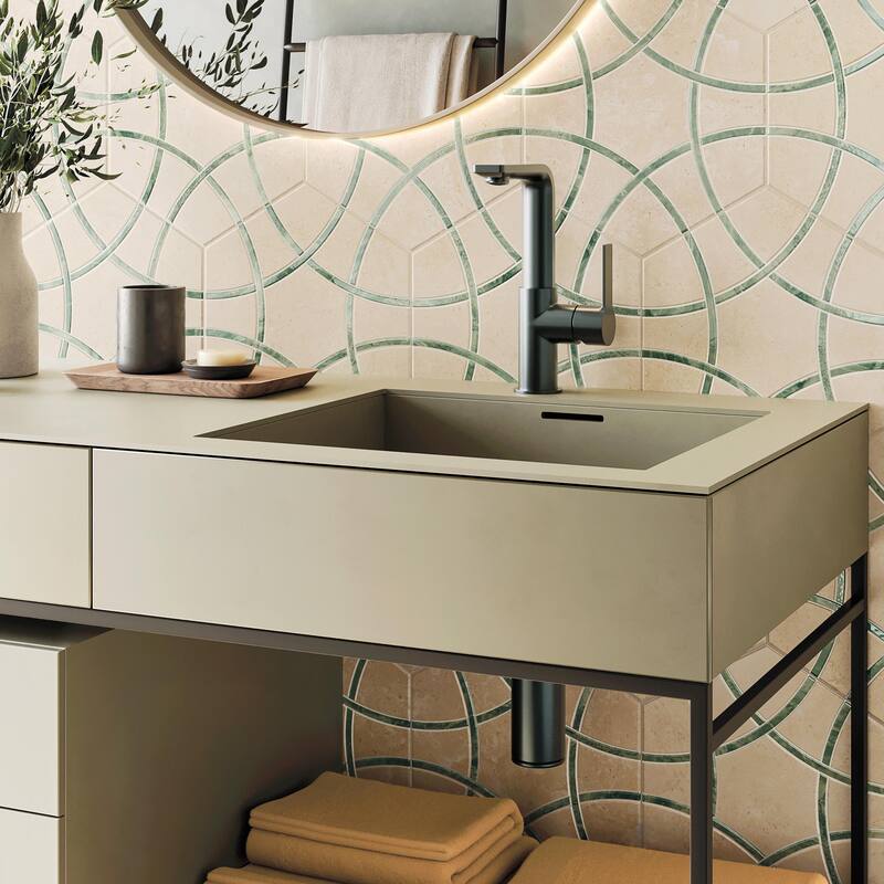 Merola Tile Bari Hex Travertino Jungle 11-1/4" x 13" Porcelain Floor and Wall Tile