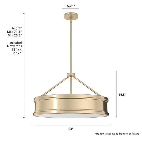 dimension image slide 4 of 6, Hunter Capshaw Modern Drum Pendant - Dining Room, Entry, Kitchen Island - Contemporary, Transitional