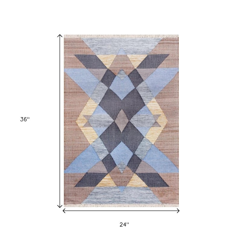 HomeRoots Geometric Southwest Rectangle Area Rug - 2' X 3'
