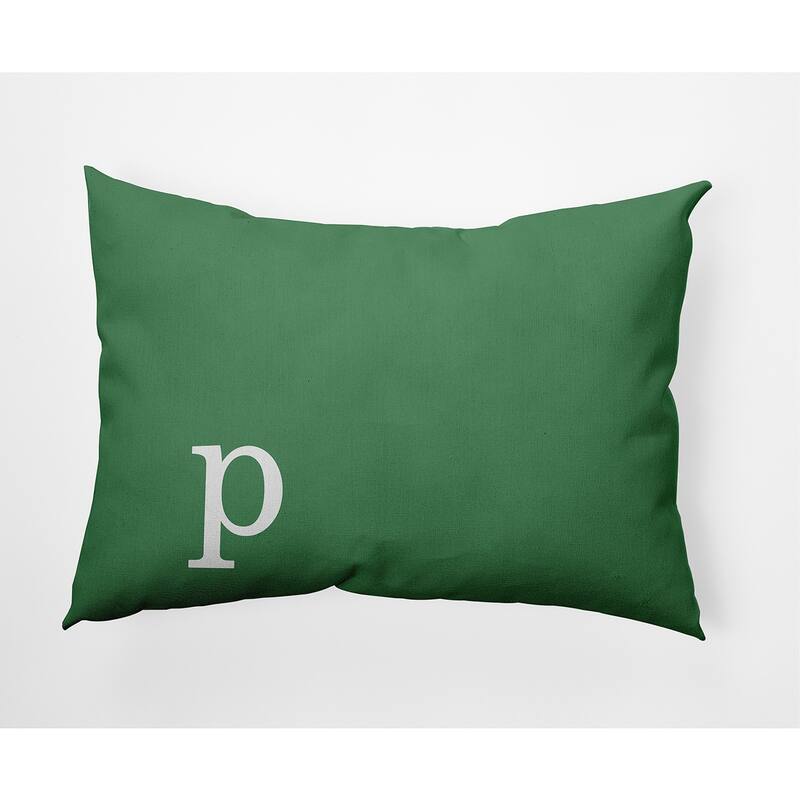 Modern Monogram Indoor/Outdoor Throw Pillow-P - 14" x 20" - Sage