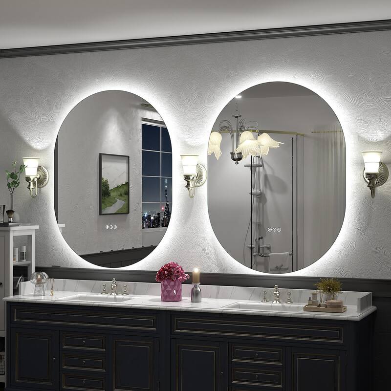 UL Certified Oval LED Lighted Anti-fog Wall Bathroom Vanity Mirror