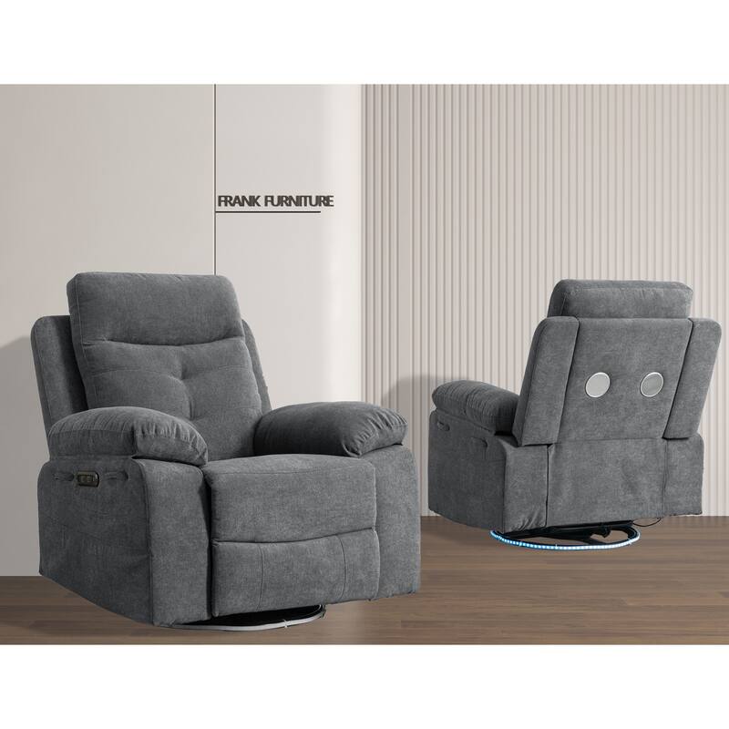 Modern Power Recliner with Bluetooth Speaker, LED Light, USB Charging Ports, Retractable Footrest and Storage Pockets