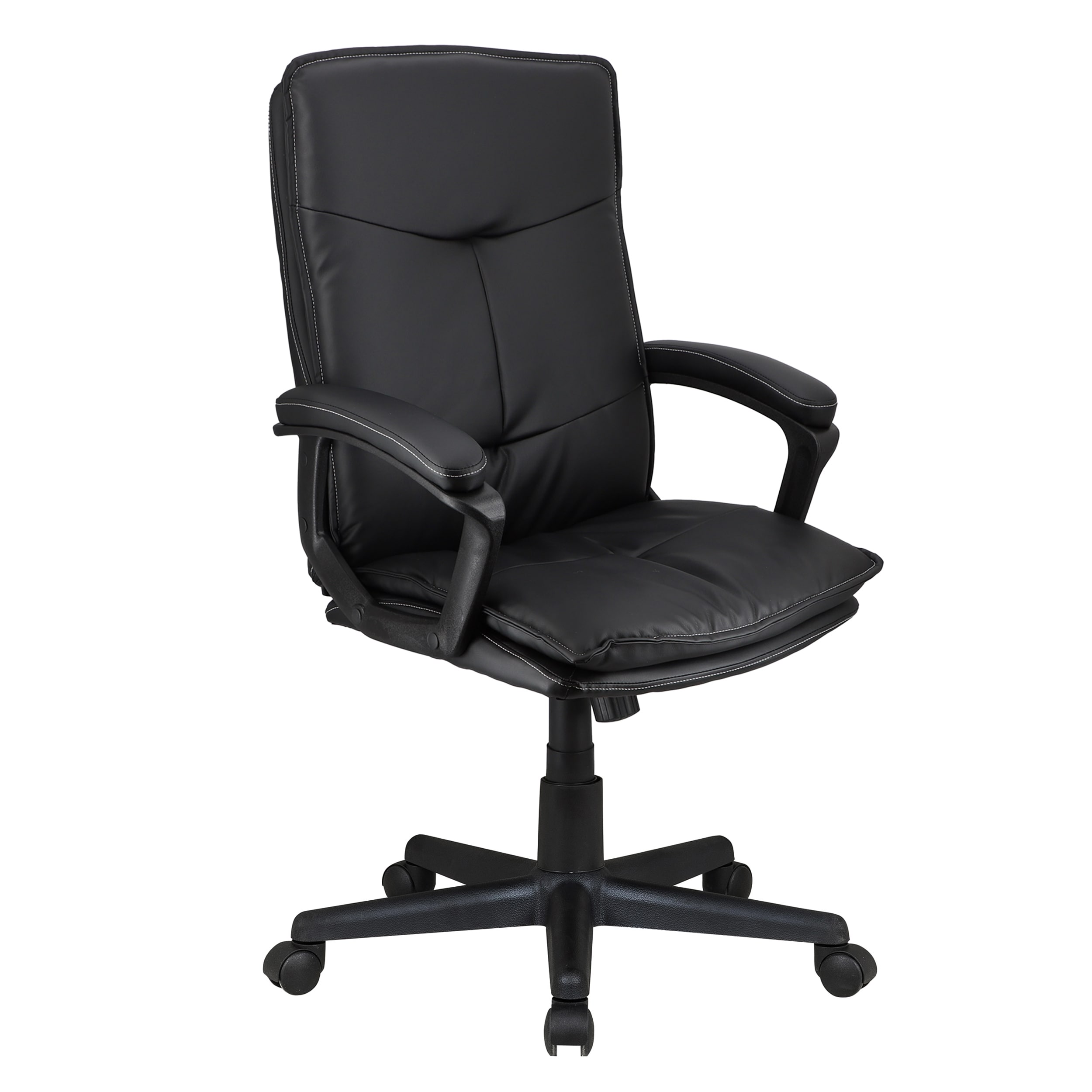 Elama High Back Tufted Faux Leather Adjustable Office Chair in Black