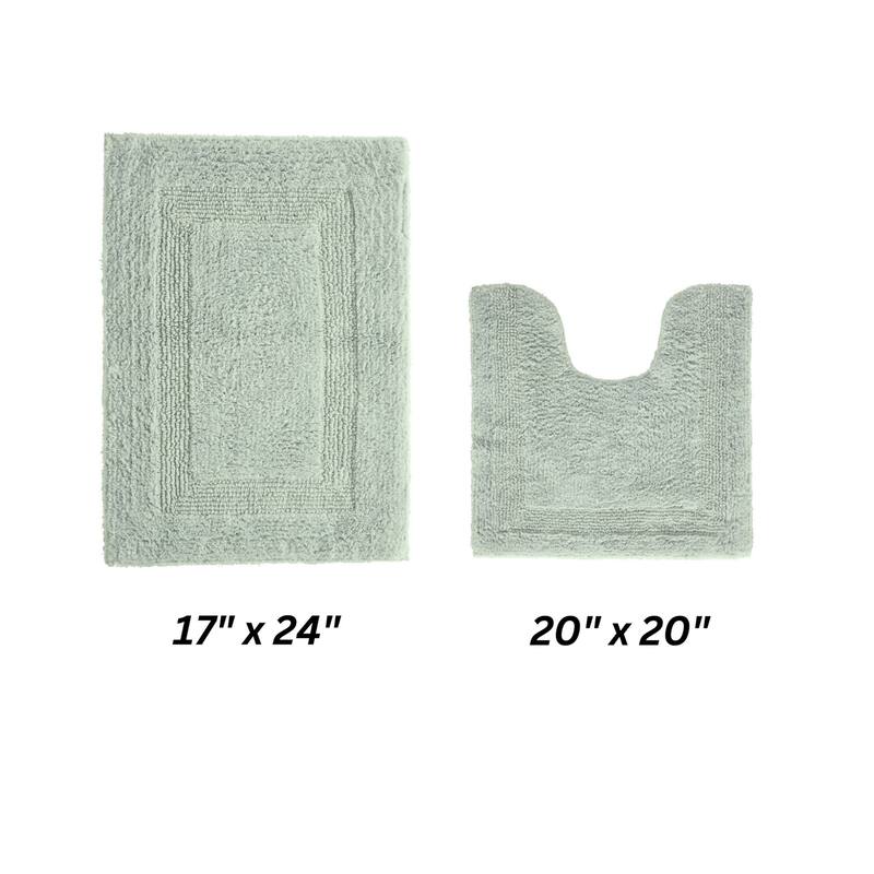Better Trends Bath Rugs Set 100% Cotton Reversible Water Absorbent Bathroom Rug for Shower, Sink, Bath Mats - Lux Collection