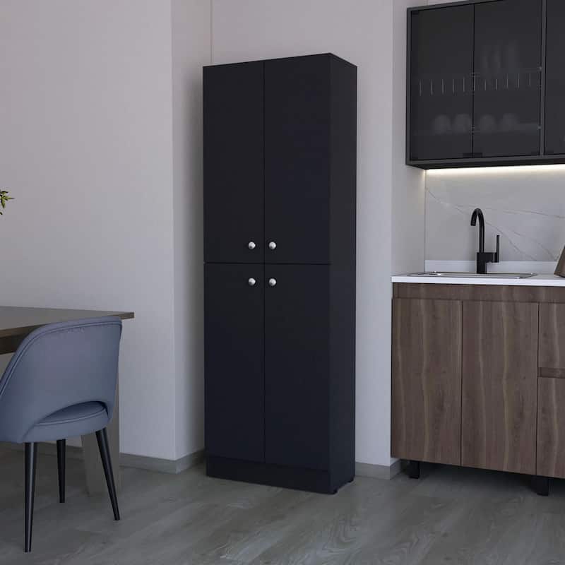 Pantry Cabinet with 4 Doors and 5 Hidden Shelves