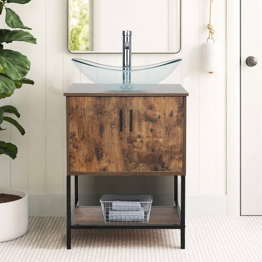 24" Bathroom Vanity Set Mid-Century Modern Vanity with Sink & Faucet