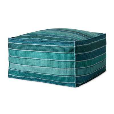 Alexander Home Striped Lagoon Traditional Pouf