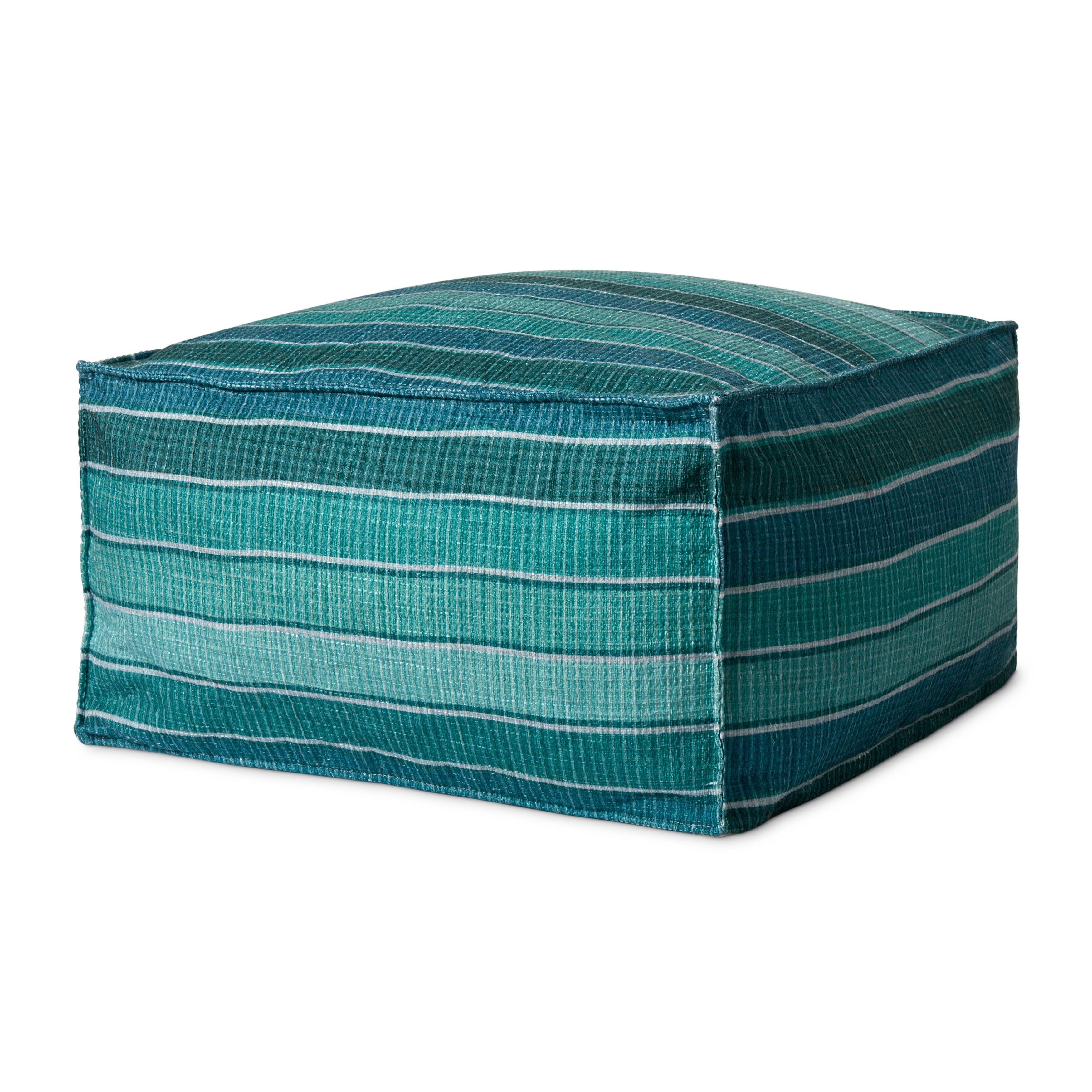 Alexander Home Striped Lagoon Traditional Pouf
