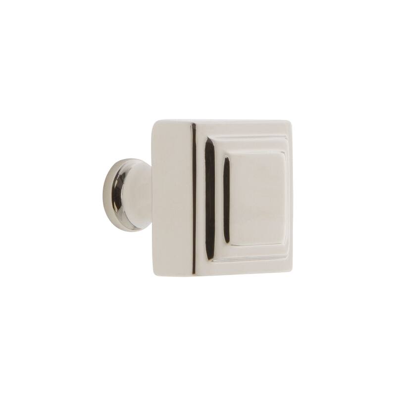 Grandeur CARR-BRASS-KNOB Carre 1-1/4” Solid Metal Square Cabinet Knob - Polished Nickel