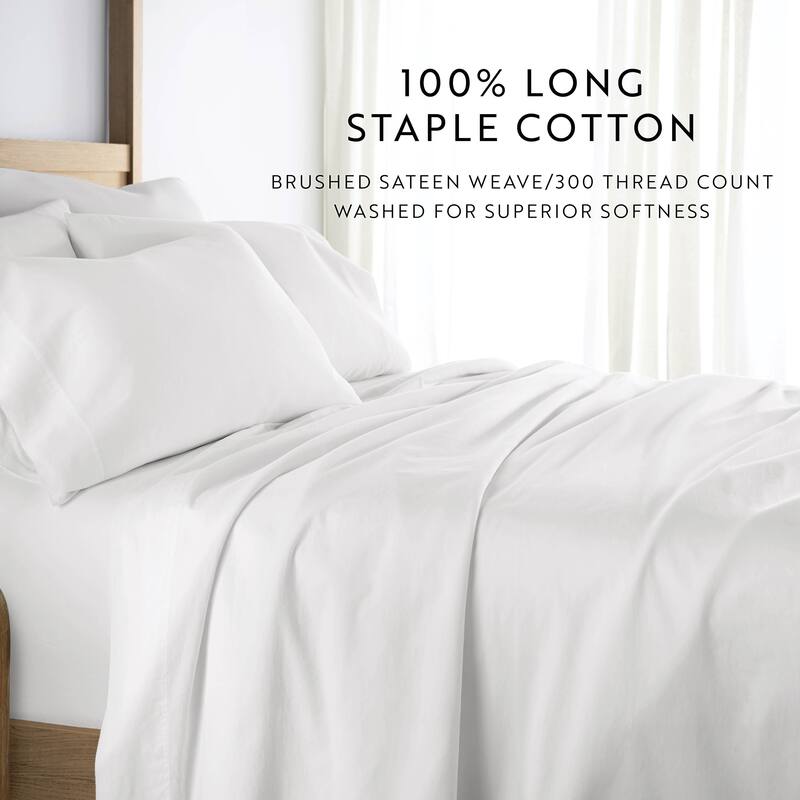 Becky Cameron Solid Brushed 300 Thread Count Cotton Sheet Set