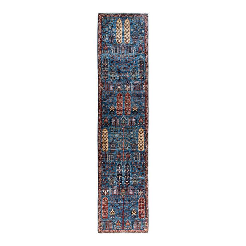 Serapi One-of-a-Kind Hand-Knotted Runner Rug - Light Blue, 2' 9" x 11' 10" - 2' 9" x 11' 10"