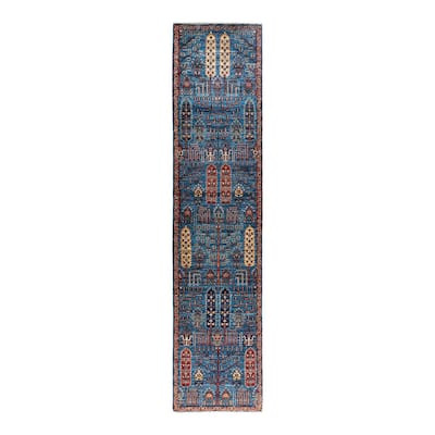 Serapi One-of-a-Kind Hand-Knotted Runner Rug - Light Blue, 2' 9" x 11' 10" - 2' 9" x 11' 10"