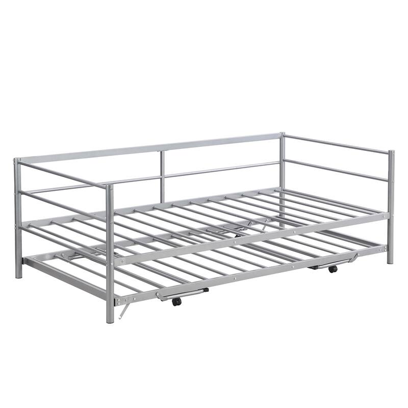 Twin Size Metal Daybed with Pop Up Trundle