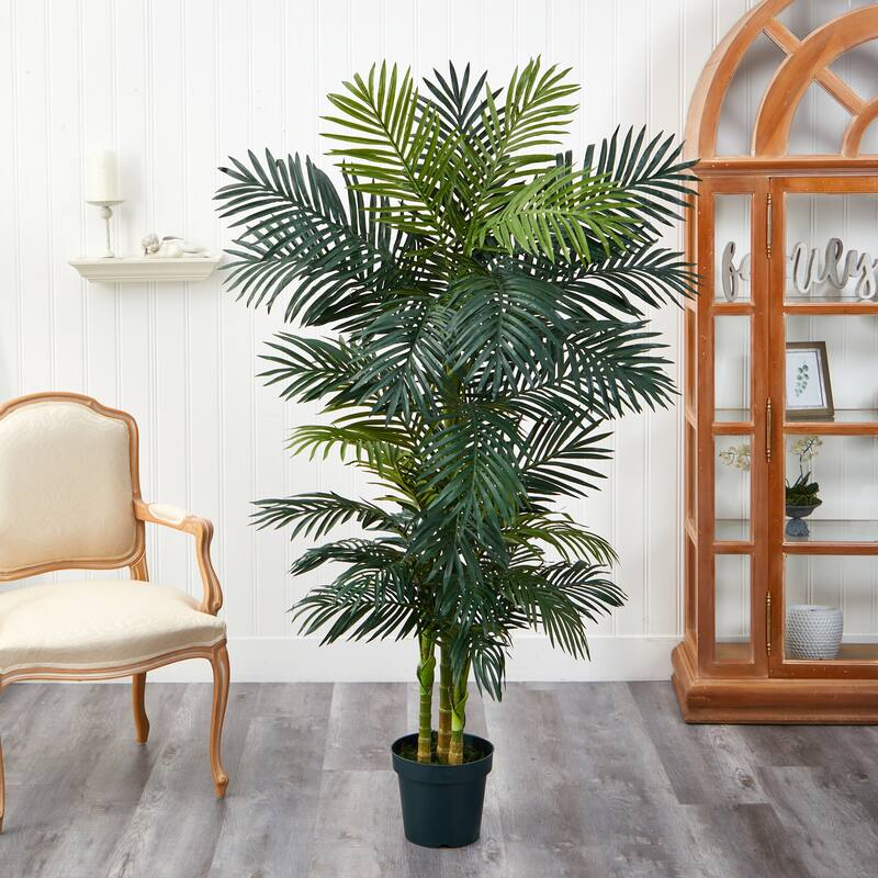 Nearly Natural 6.5' Golden Cane Artificial Palm Tree