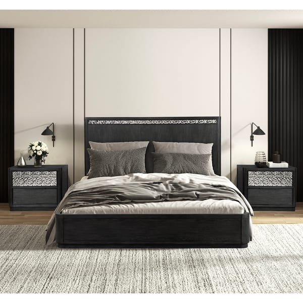 slide 2 of 24, Furniture of America Piez Modern 3-Piece Ash Grey Wood Platform Bedroom Set with 2-Drawer Nightstand Queen