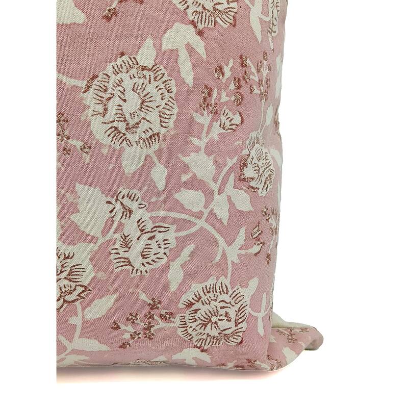Fabdivine Bohemian Floral Green Pillow Cover Handmade Cotton for Fall Décor Block Print Chair Hotel Bedroom, Pink City