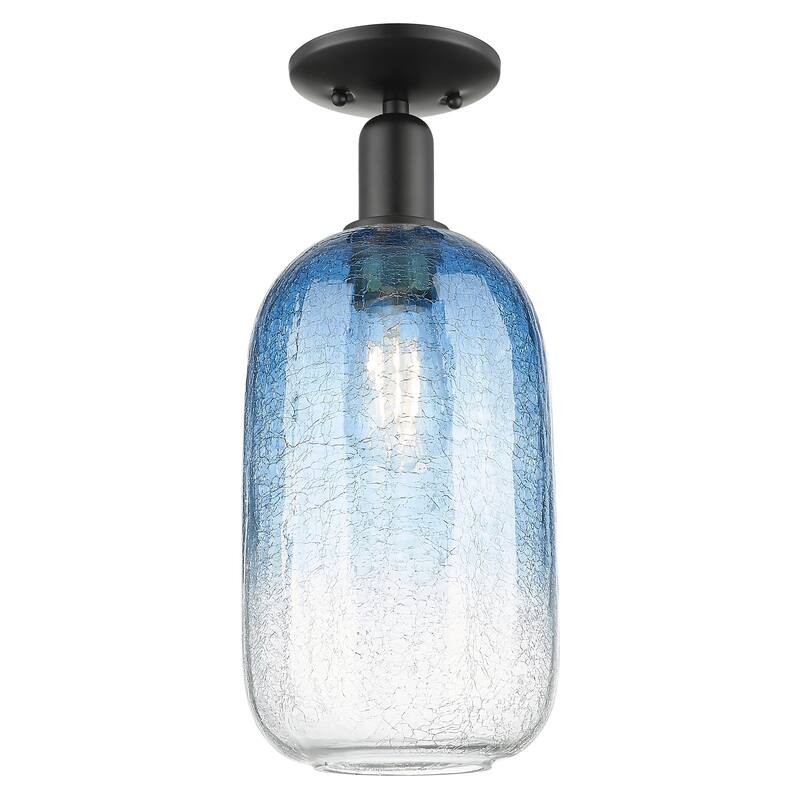 Innovations Lighting Downtown Urban - Brookhaven Cloche - 1 Light 7" Semi-Flush Mount Light - Sapphire Blue Shade/Matte Black