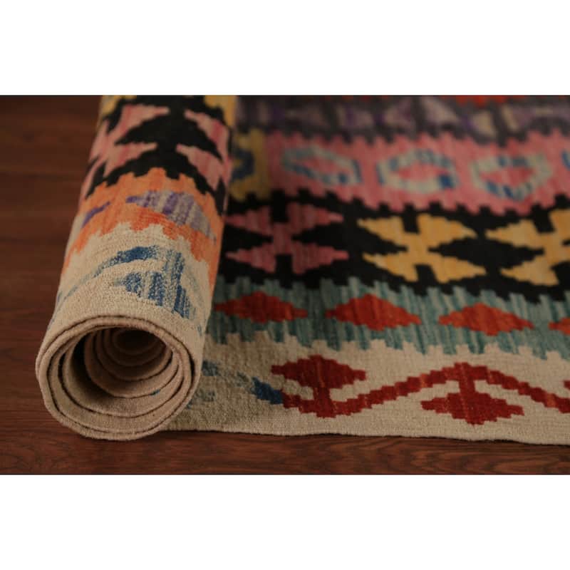 Kilim Oriental Area Rug Hand-Woven Reversible Wool Carpet - 10'1"x 12'7"
