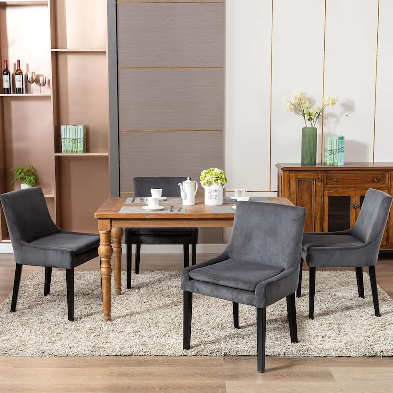 Upholstered Corduroy Accent Side Leisure Chairs with Soild Wood Legs