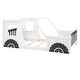 preview thumbnail 14 of 30, Classic Car-Shaped Platform Bed with Wheels and Guardrail, Features Doors and Windows