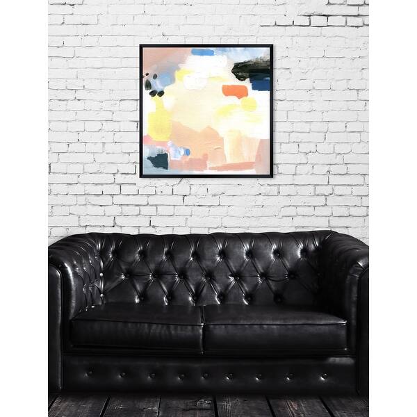 slide 2 of 13, Oliver Gal 'Lost & Found' Yellow Abstract Framed Wall Art Print 30 x 30 - Black