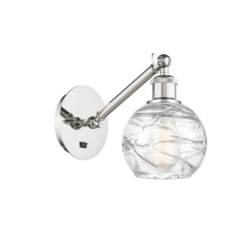 Innovations Lighting Ballston Athens Deco Swirl - 1 Light 6" Sconce - Arm Adjusts Up and Down - Polished Nickel/Clear Deco Swirl