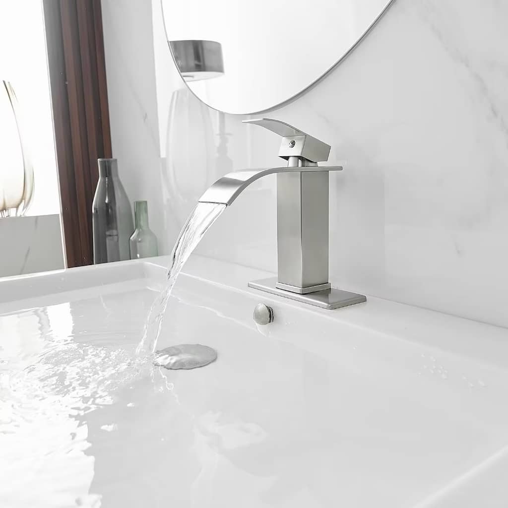 Brushed Nickel Single Handle Stainless Steel Bathroom Sink Faucet