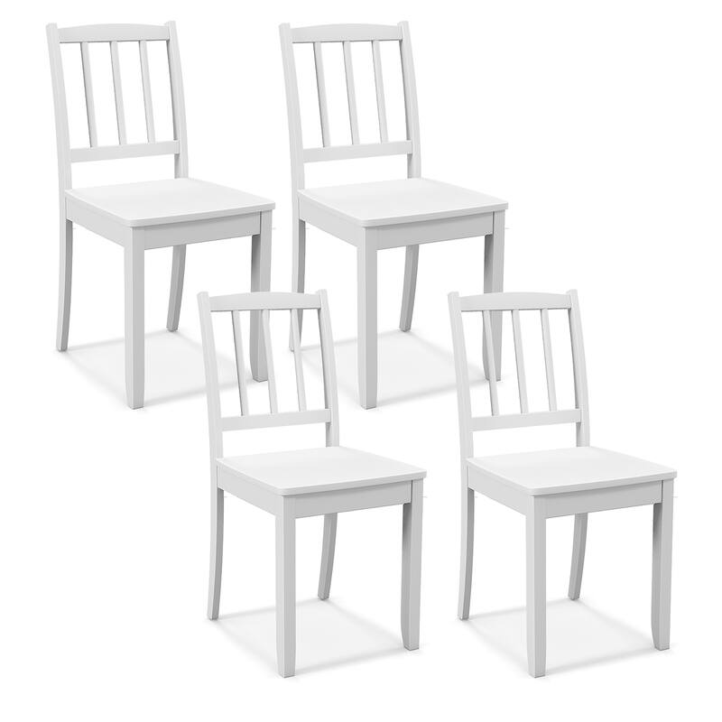 Gymax Wood Dining Chair Set of 4 w/ Rubber Wood Legs Curved Backrest - White