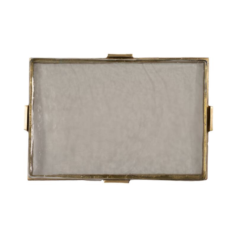 Decorative Glass and Metal Rectangle Accent Tray-Home Decor-19", Gold - 19.0"