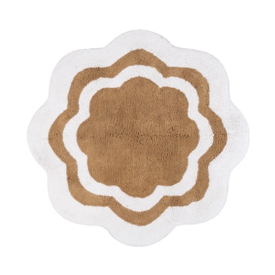 Sherry Kline 32" Scalloped Edge Round Bathmat Two Tone Color