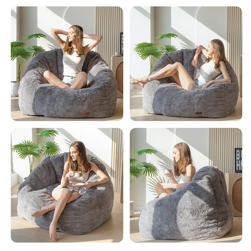Giant Bean Bag Chair,Shell-Shaped Oversized Bean Bag Chair with Fille