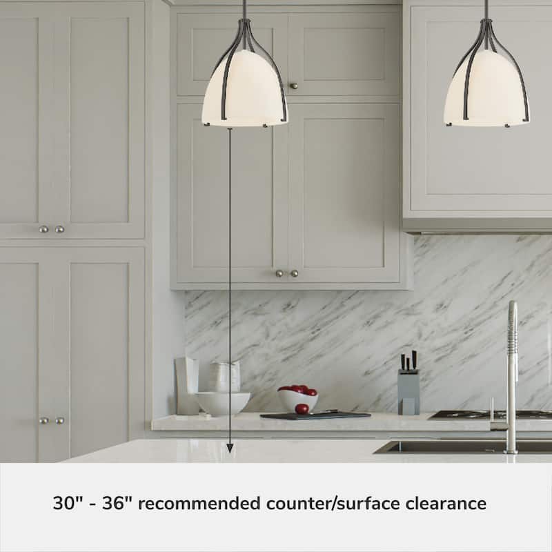 Hunter Arcelia 1-Light 12" Pendant - Modern, Contemporary, Transitional - Kitchen, Island, Dining Room, Entry.